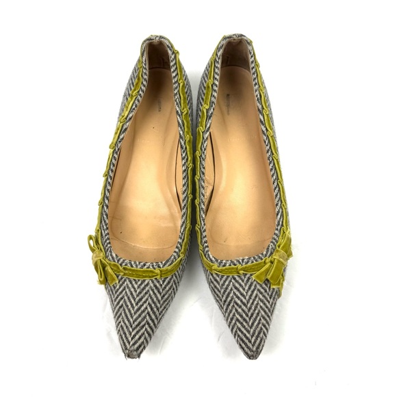 J Crew Shoes 7.5 Tweed Wool Pointed Heels Slip On Herringbone Womens Italy Made - Picture 2 of 9
